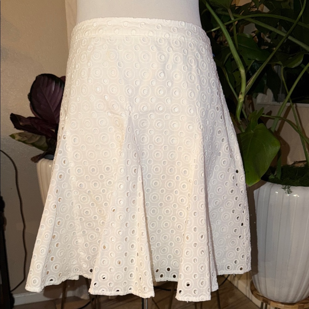 Karl Lagerfeld White Eyelet Circle Skirt